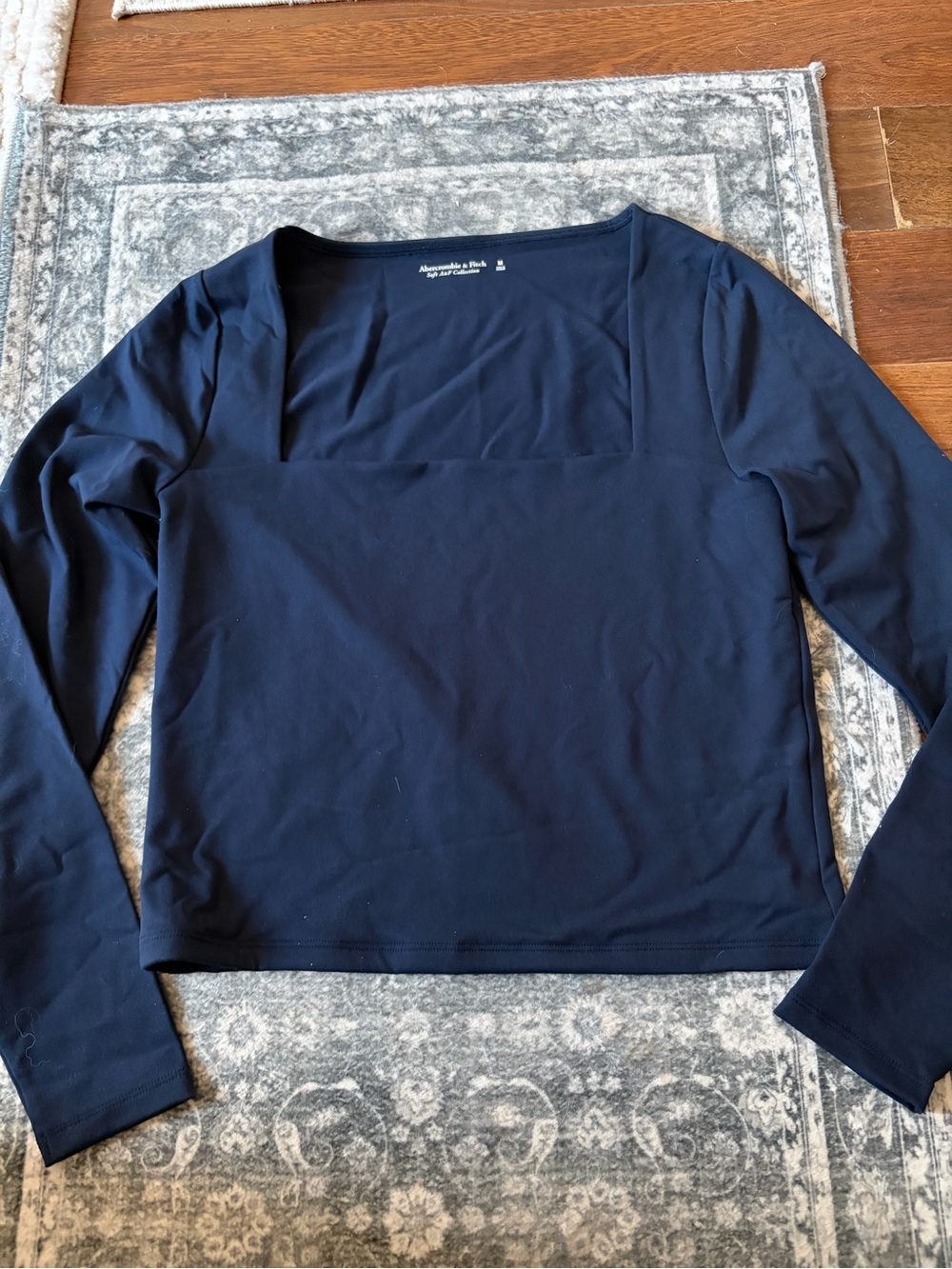 Abercrombie & Fitch Navy Square Neck Long Sleeve Top - Modern Fit